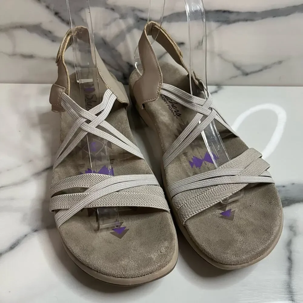 Skechers Women's Taupe Reggae Comfort Takes Two Sandals Sz 9 Outdoors Hiking